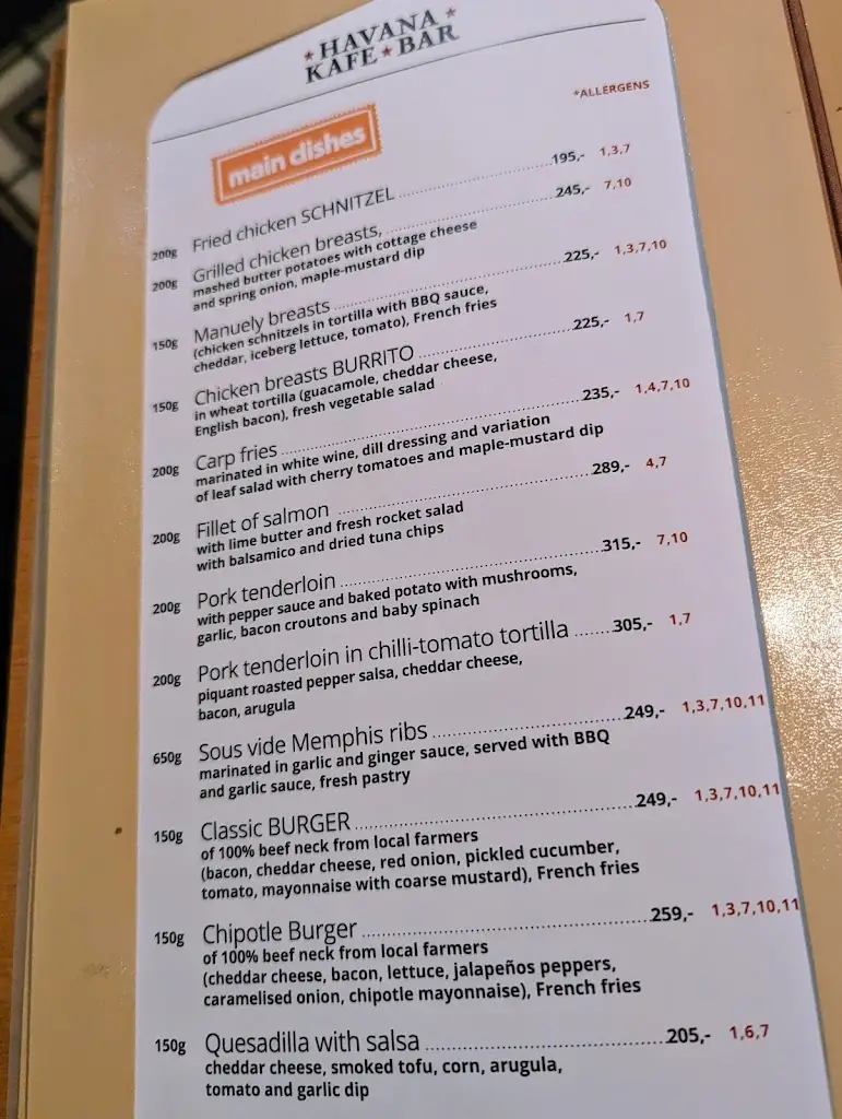 Menu_Kafe Bar Havana_Okres Tábor_image_1