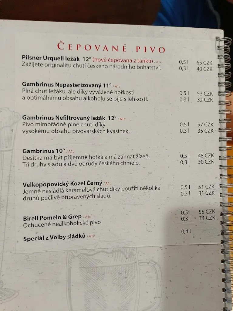 Menu_Original Gambrinus pivnice 1869_Okres Tábor_image_1