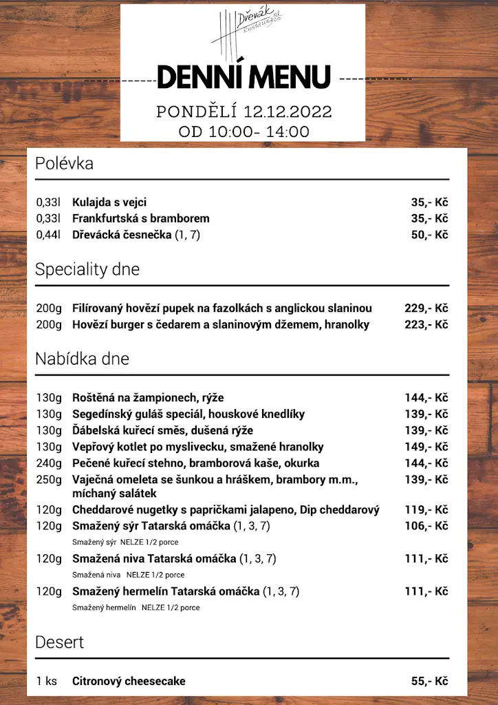 Menu_Restaurace u Kotherů Dřevák_Okres Nymburk_image_4