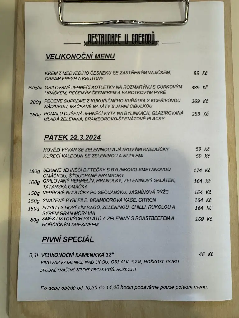 Menu_Restaurace U Gregorů_Okres Nymburk_immagine_1