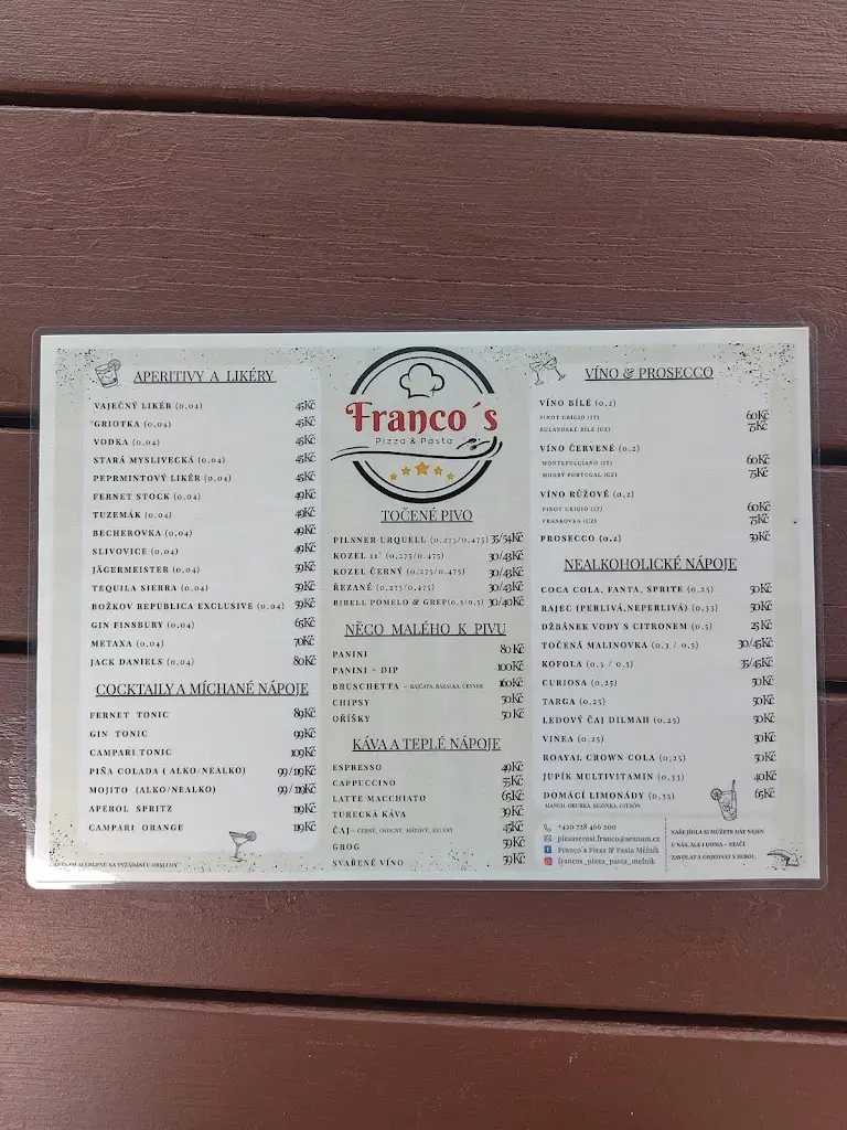 Menu_Franco ‘s pizza & pasta_Okres Mělník_image_1