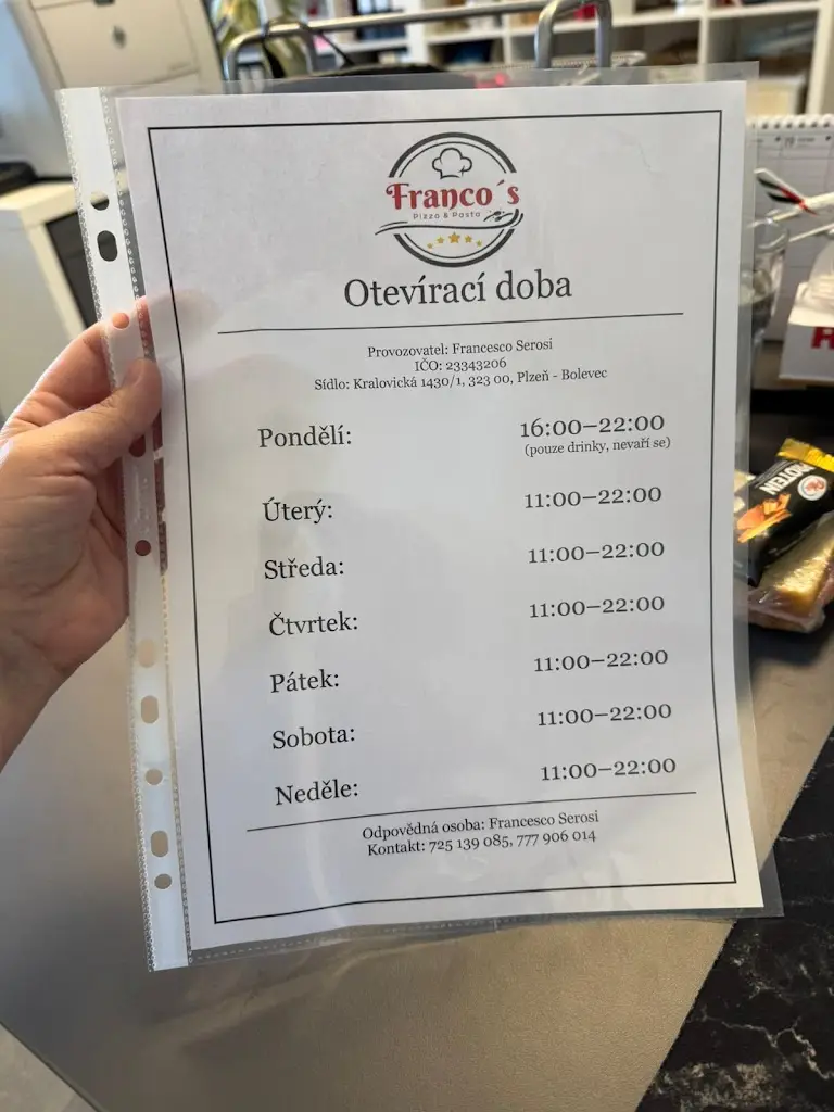 Menu_Franco ‘s pizza & pasta_Okres Mělník_image_2