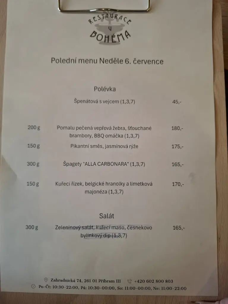 Menu_Restaurace U Bohéma_Okres Příbram_image_2