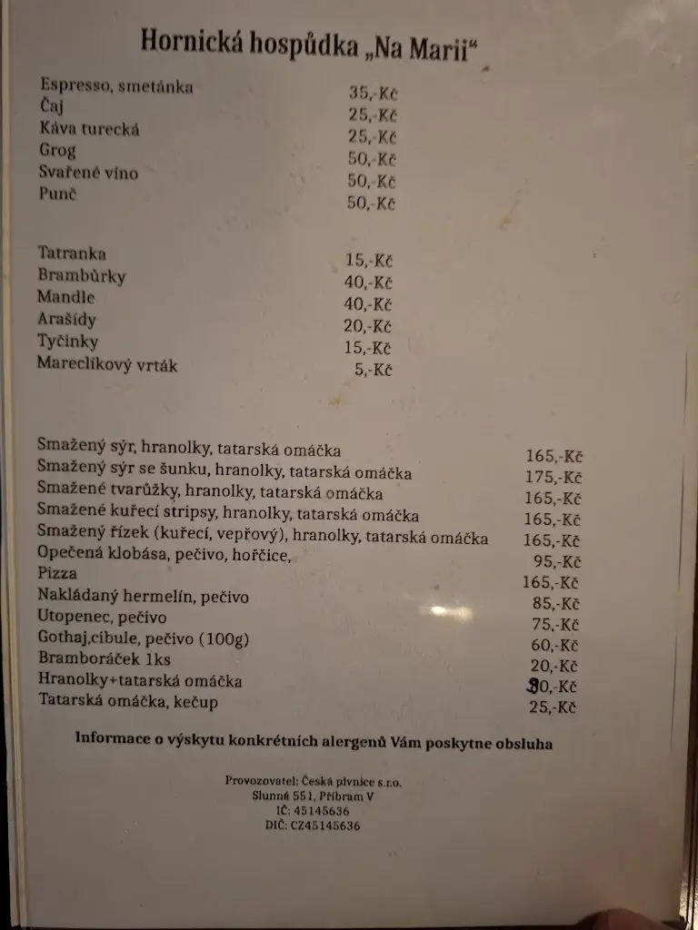 Menu_Hornická hospoda Na Marii_Okres Příbram_image_1