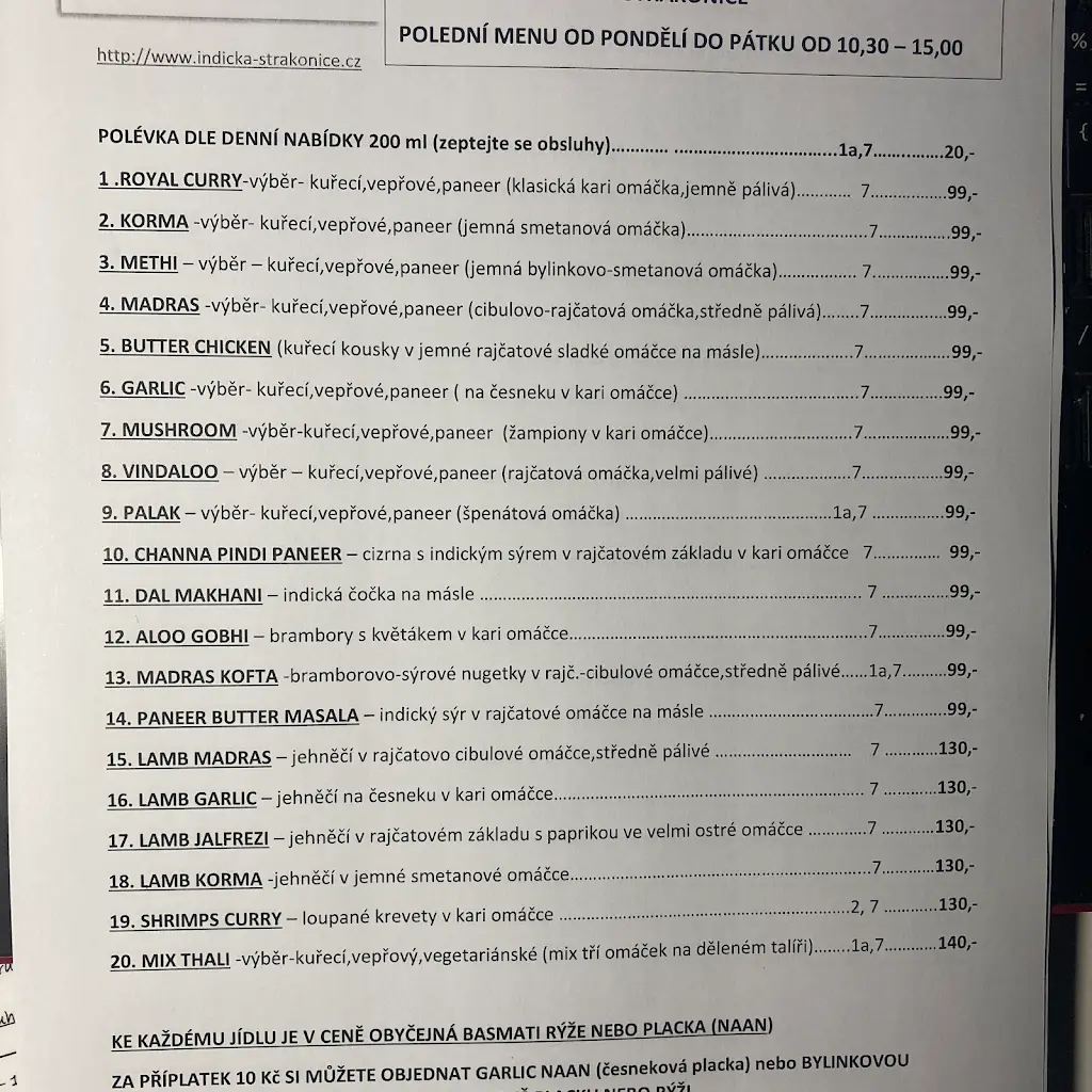 Menu_Namaskar Indická Restaurace_Okres Příbram_image_1