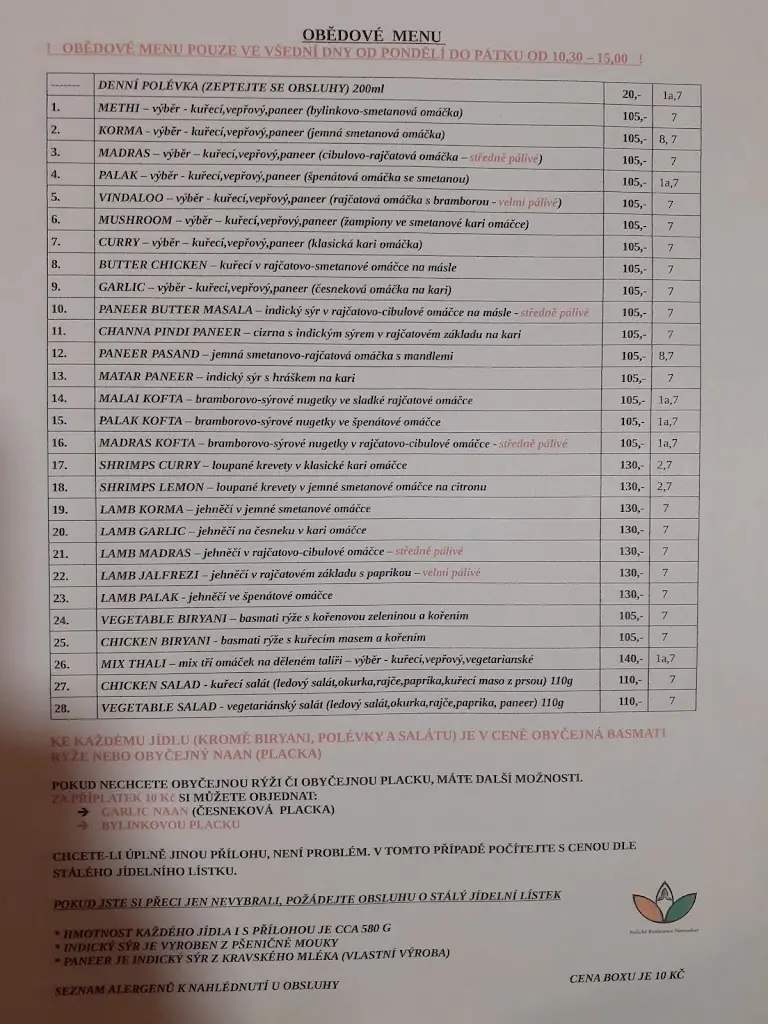 Menu_Namaskar Indická Restaurace_Okres Příbram_image_3