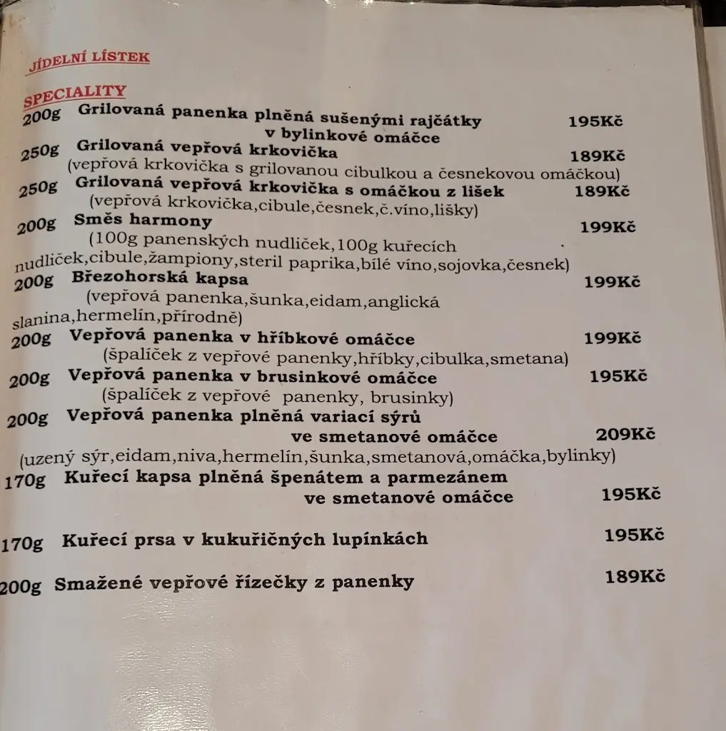 Menu_Restaurace Bowling U Simony_Okres Příbram_image_3
