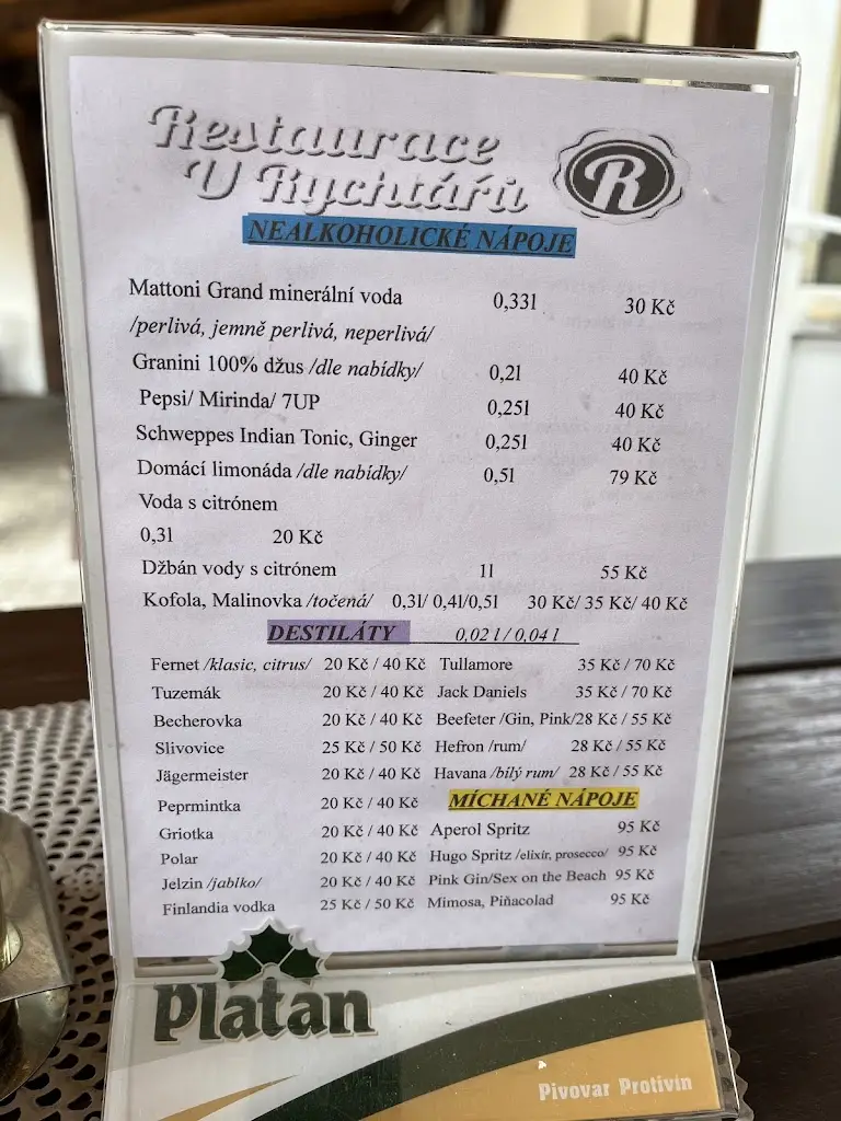 Menu_Restaurace U Rychtářů Protivín_Protivín_immagine_1