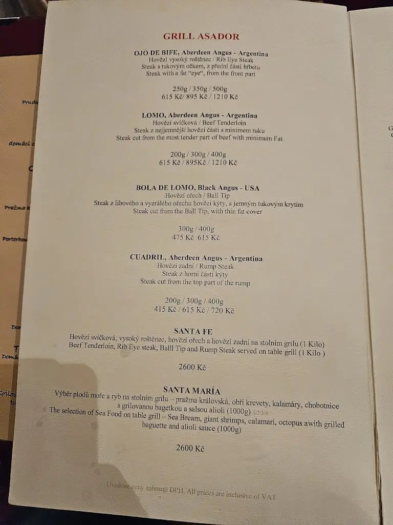 Menu_EL ASADOR Argentinská restaurace_Průhonice_image_3