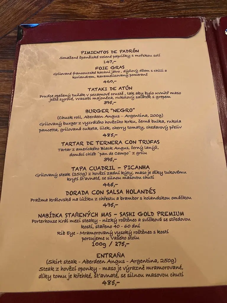 Menu_EL ASADOR Argentinská restaurace_Průhonice_image_4