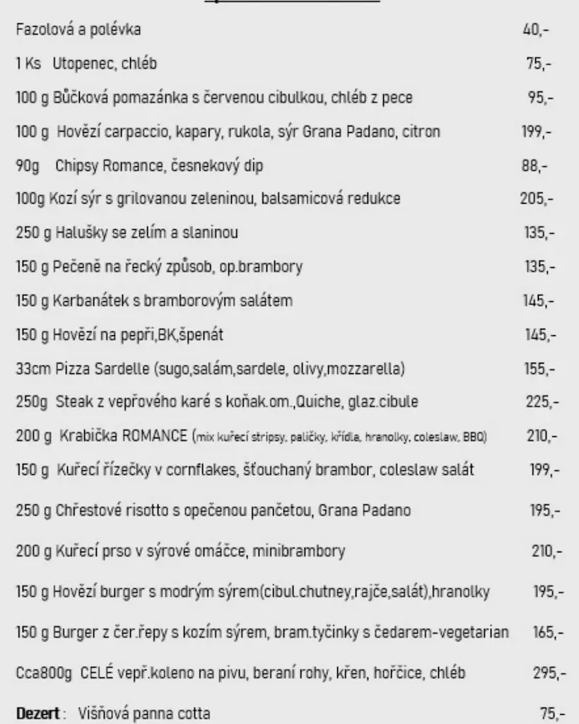 Menu_New Romance_Rožmitál pod Třemšínem_image_1