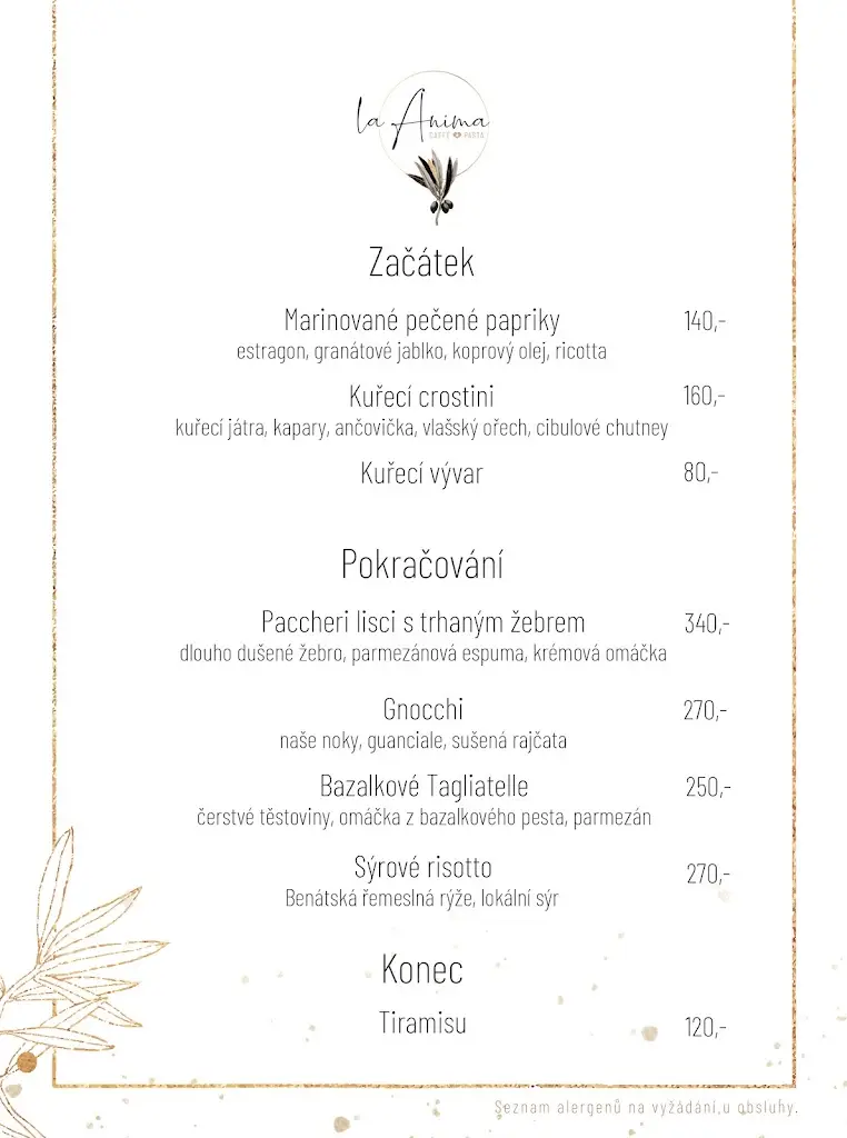 Menu_La Anima caffè & pasta_Sedlčany_image_2