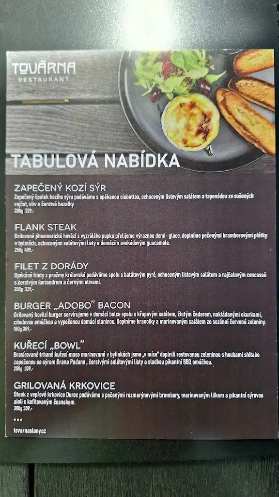 Menu_Restaurant Továrna Slaný_Slaný_image_1