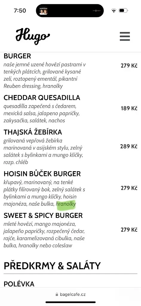 Menu_Hugo Restaurant Café Slaný_Slaný_image_4