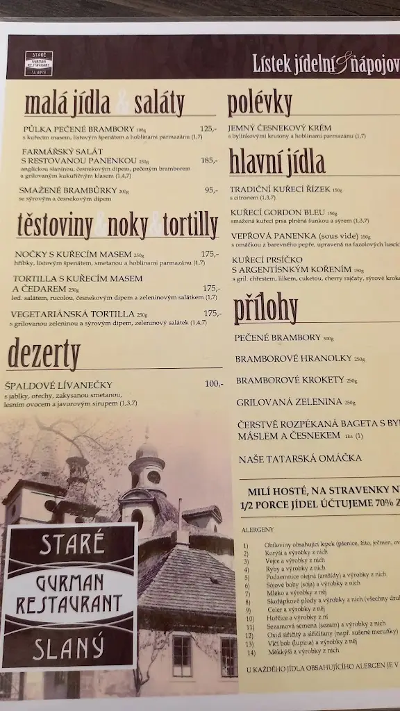 Menu_Gourmet Restaurace Staré Slaný_Slaný_image_1