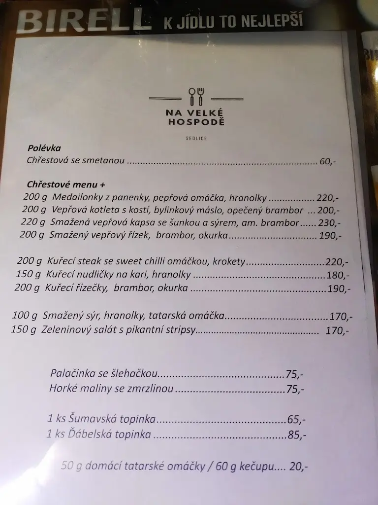 Menu_Hotel - Restaurant Tavern At Large_Sedlice_image_2