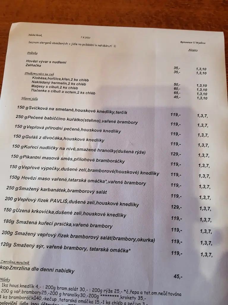 Menu_Restaurace U myslivce_Uhlířské Janovice_image_2