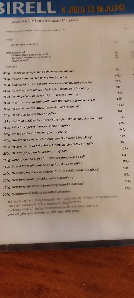 Menu_Restaurace U myslivce_Uhlířské Janovice_image_4