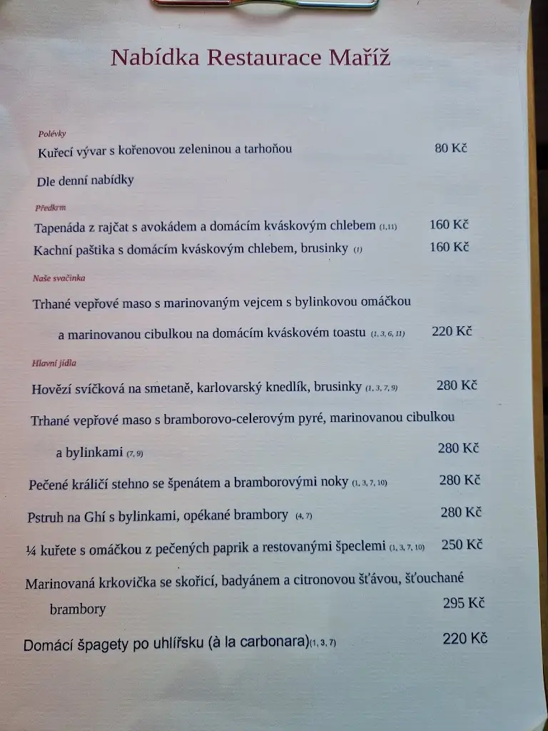 Menu_Restaurace Maříž_Slavonice_image_1