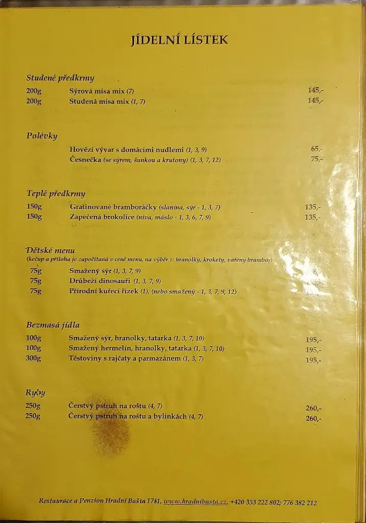 Menu_Hradní Bašta_Bečov_immagine_2