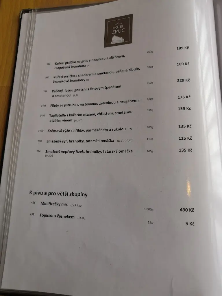 Menu_Restaurace Hotel ZRUČ_Zruč nad Sázavou_image_2