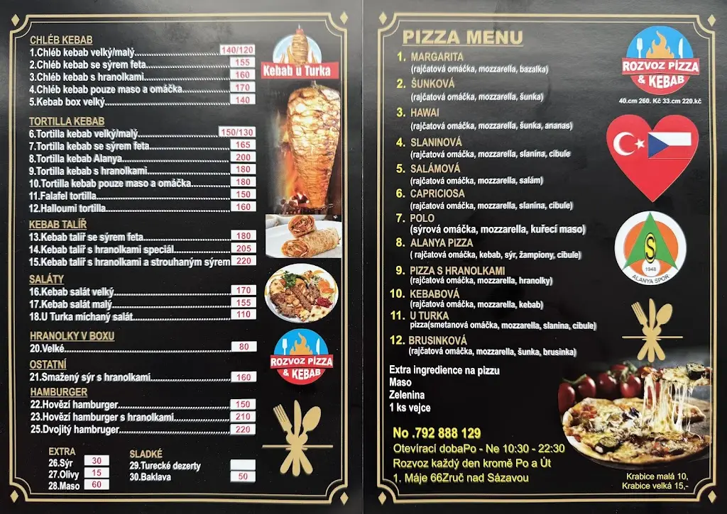 Menu_Kebab & Pizza u Turka z Alanya_Zruč nad Sázavou_image_1