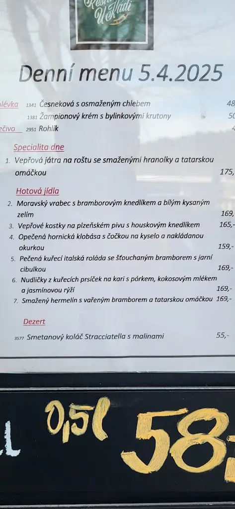 Menu_Restaurace U Kádi_Bílina Kyselka_image_1