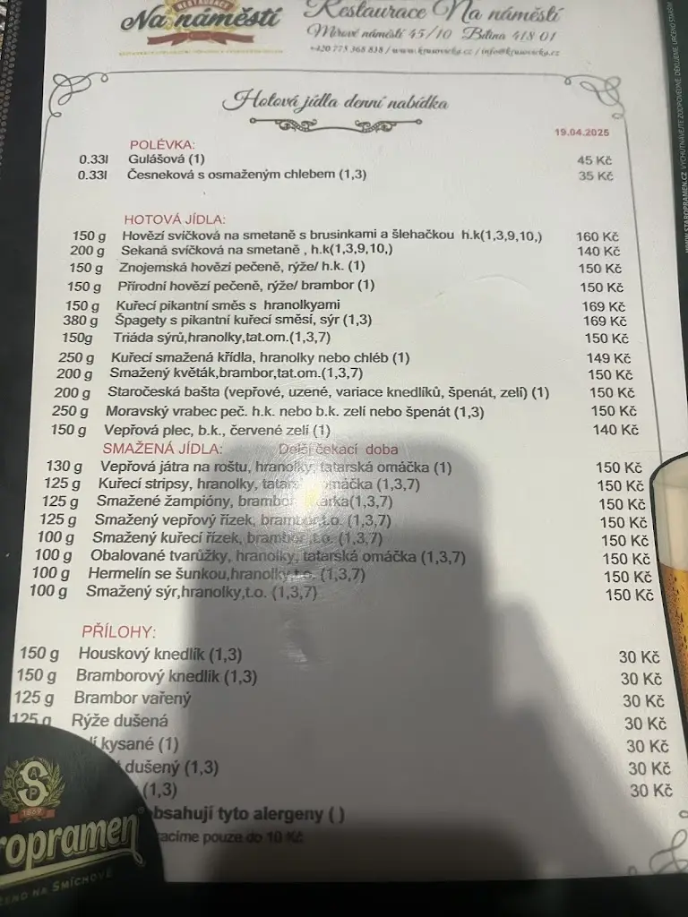 Menu_Restaurace Na Náměstí_Bílina Kyselka_image_1