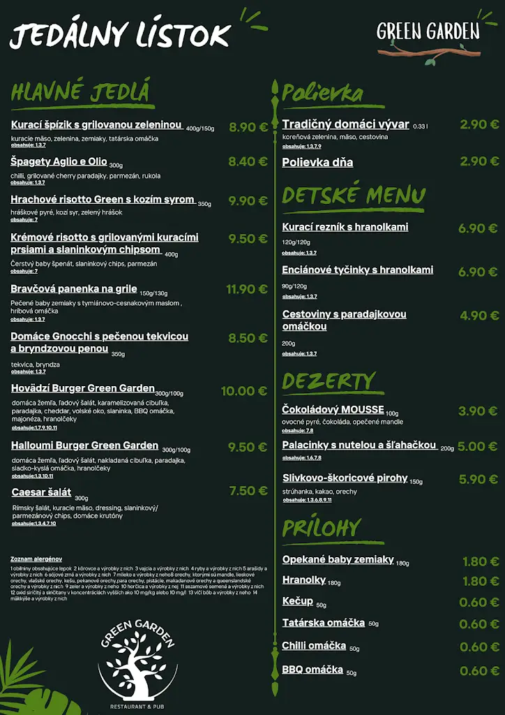 Menu_Green Garden Restaurant & Pub_Březno_image_1