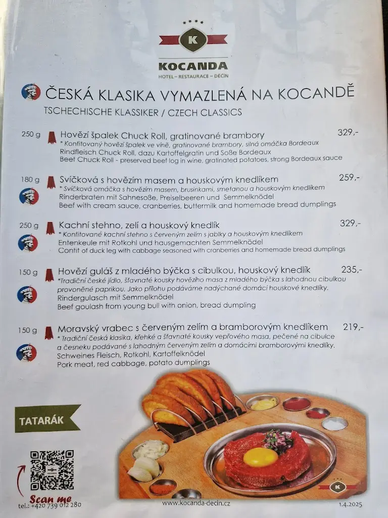 Menu_Restaurace Kocanda Děčín_Děčín_immagine_2