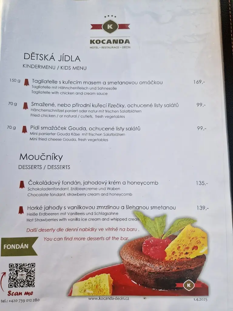 Menu_Restaurace Kocanda Děčín_Děčín_immagine_3