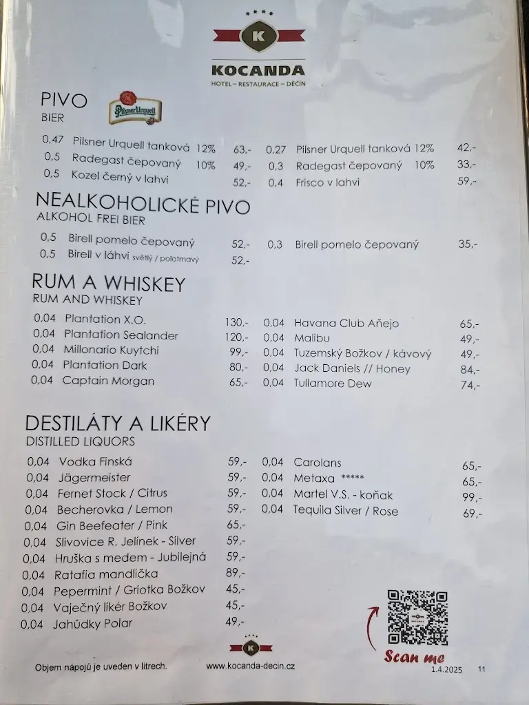 Menu_Restaurace Kocanda Děčín_Děčín_immagine_4