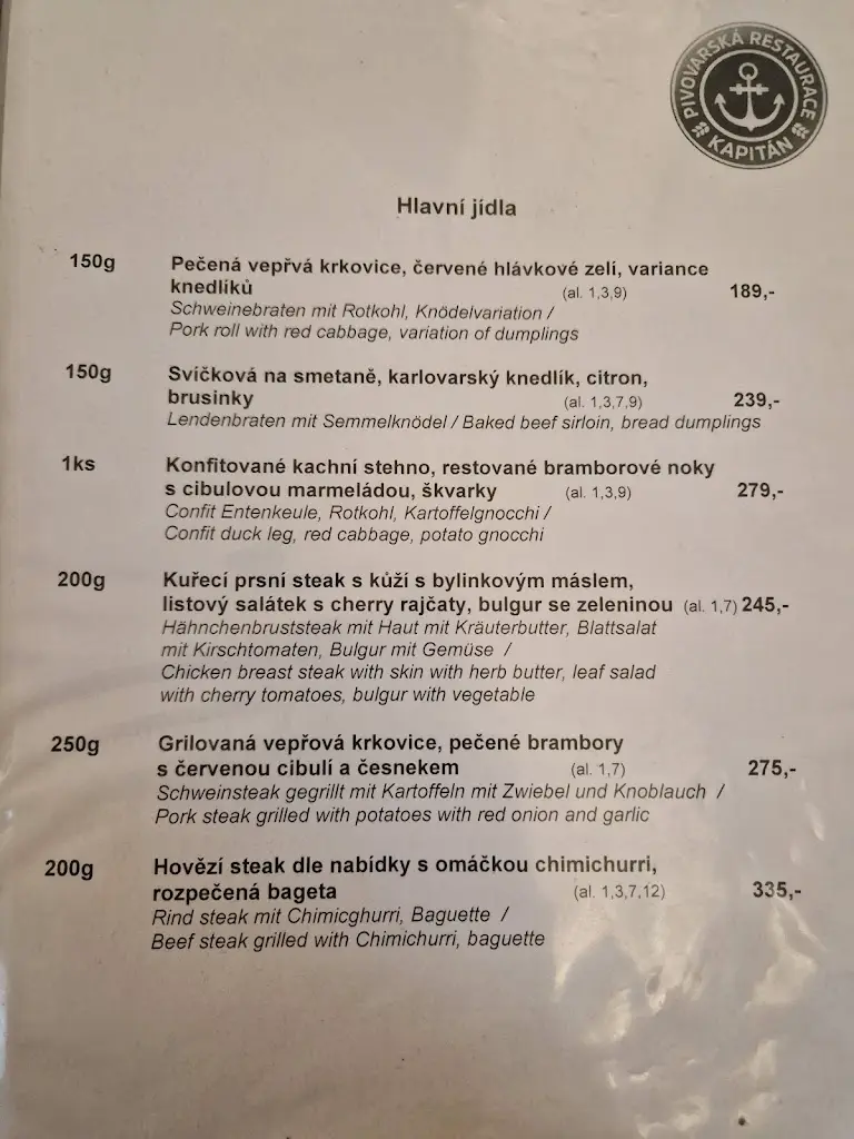 Menu_Pivovarská restaurace Kapitán_Děčín_image_1