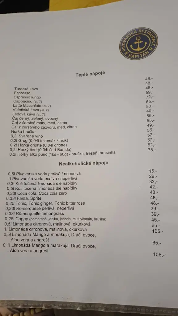 Menu_Pivovarská restaurace Kapitán_Děčín_image_4