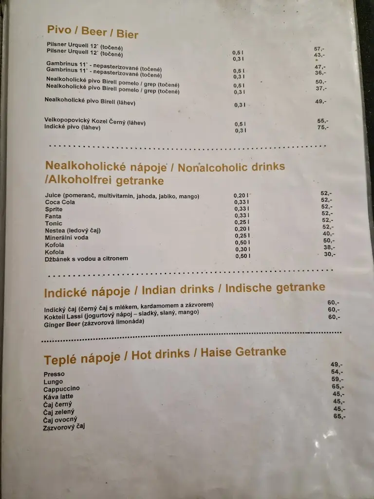 Menu_Indian restaurant Taj Mahal_Děčín_image_1