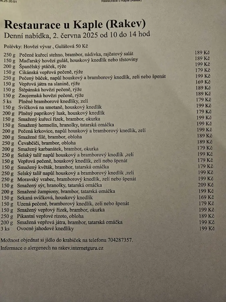 Menu_Restaurace U Kaple_Čížkovice_image_1