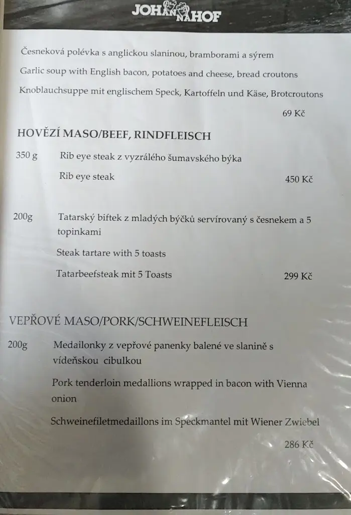 Menu_Restaurant Johannahof_Čížkovice_immagine_1