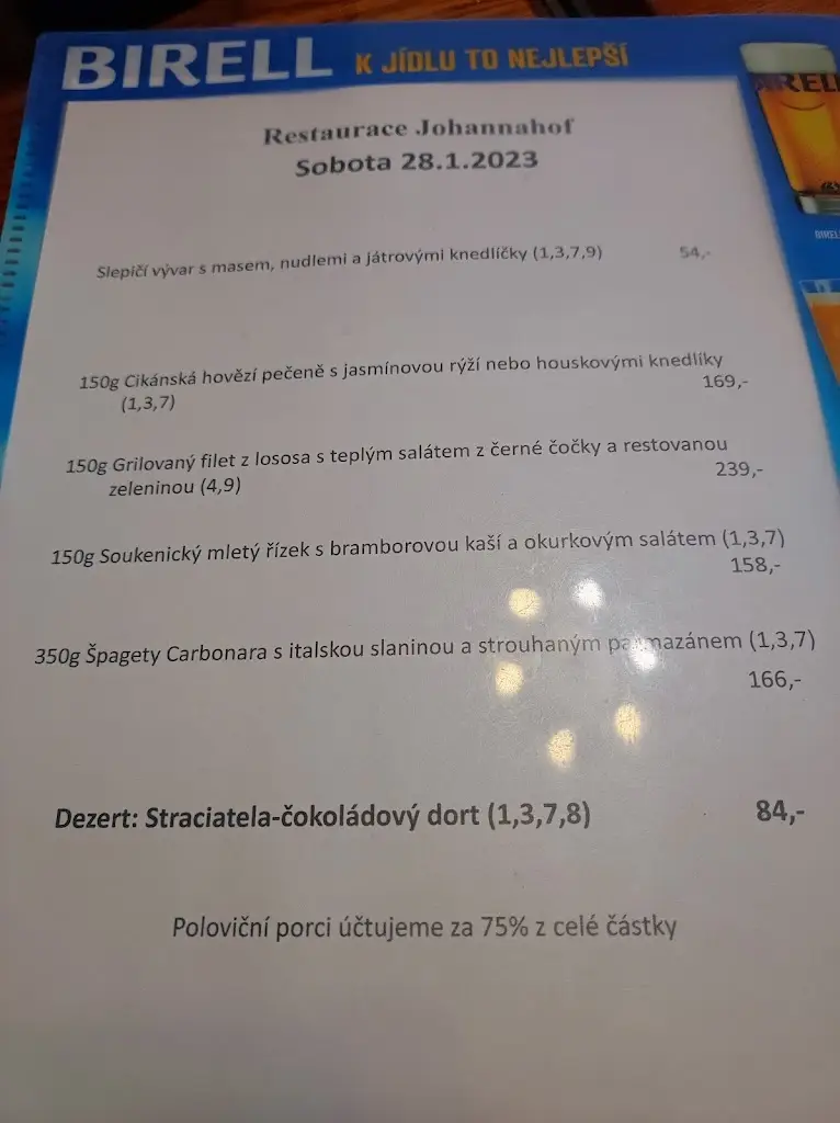 Menu_Restaurant Johannahof_Čížkovice_immagine_3