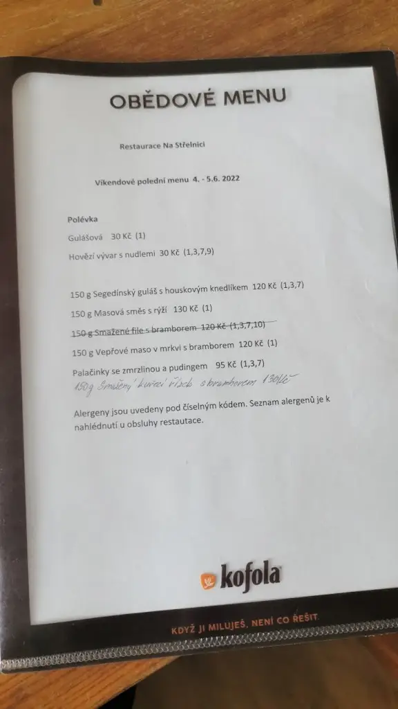 Menu_Restaurace Pod Lanovkou - Na Střelnici_Krupka_immagine_3