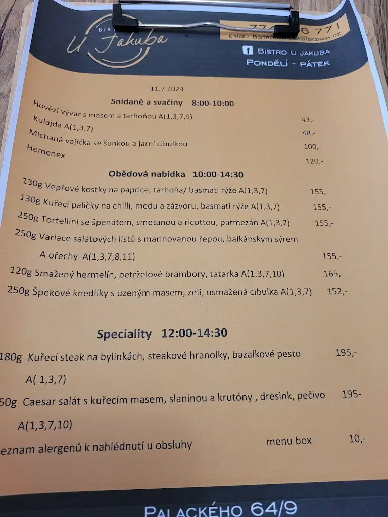 Menu_Bistro U Jakuba_Soběslav_immagine_2