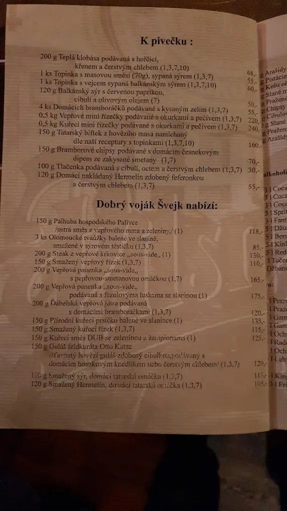 Menu_Švejk Pivnice U Věžičky_Kadaň_immagine_1