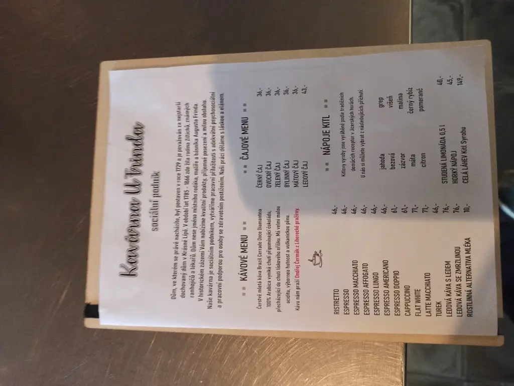 Menu_Kavárna u Frinda, sociální podnik_Krásná Lípa_image_3