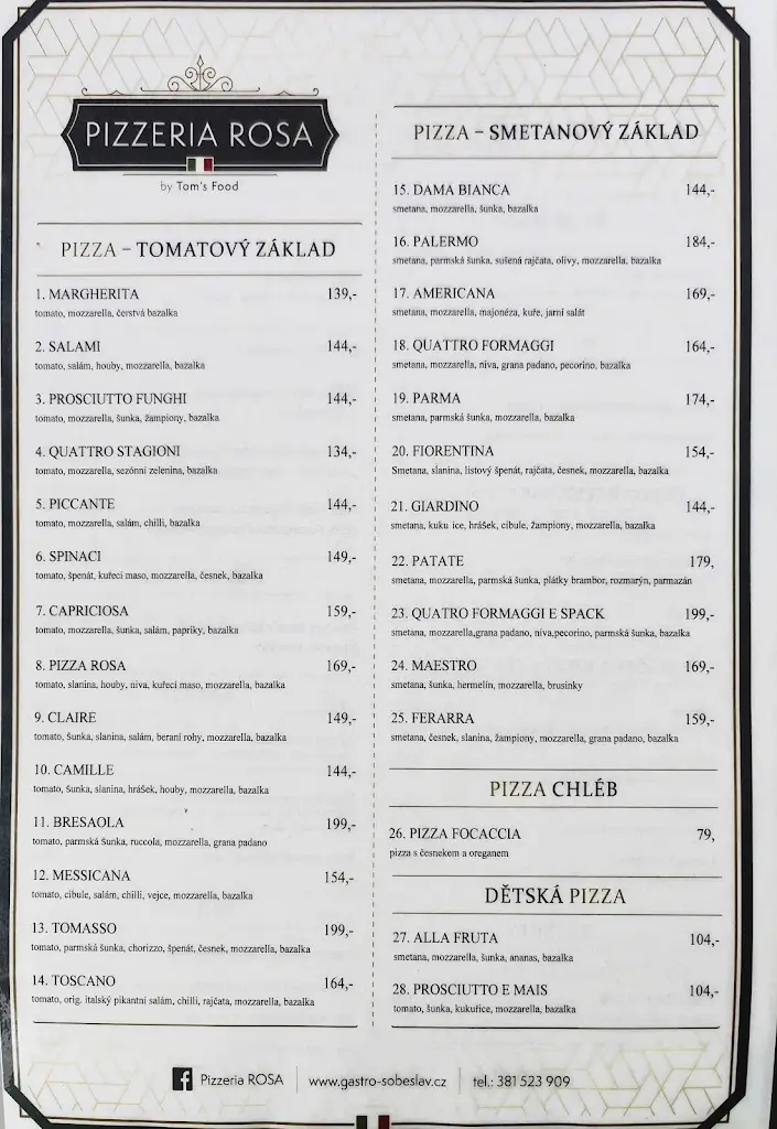 Menu_Pizzeria Rosa_Soběslav_immagine_1