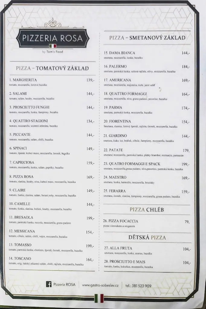 Menu_Pizzeria Rosa_Soběslav_immagine_2