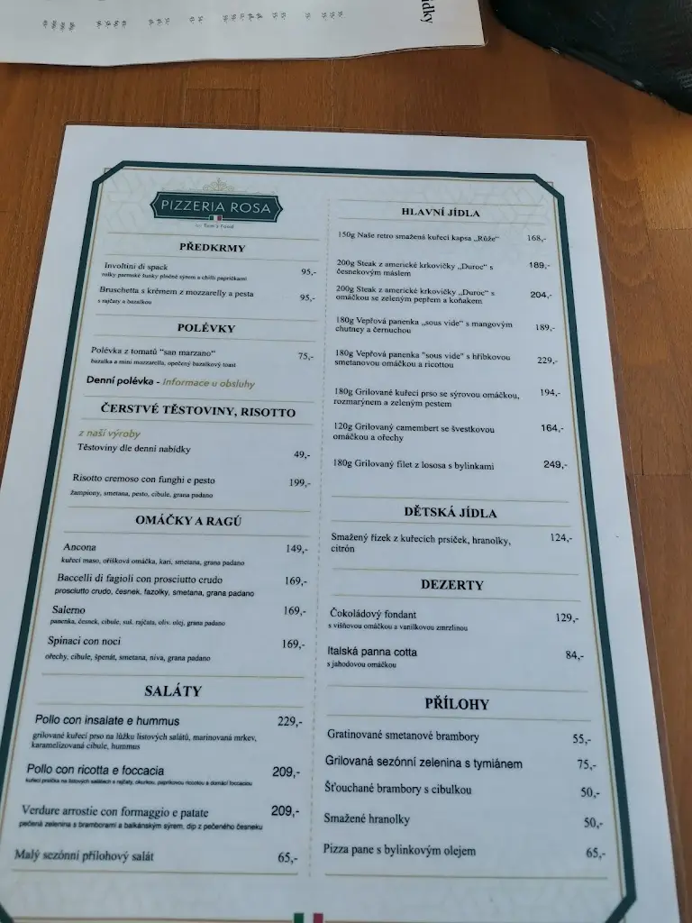 Menu_Pizzeria Rosa_Soběslav_immagine_4
