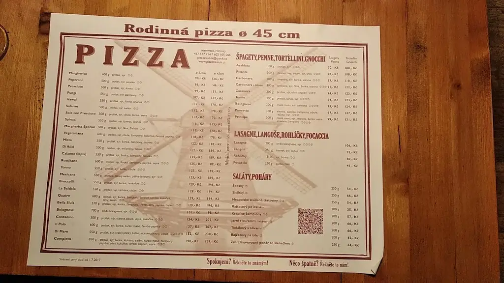 Menu_Pizzeria Sluis_Novosedlice_immagine_1