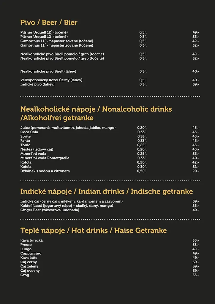 Menu_Indická restaurace Taj Mahal Ústí nad Labem - centrum_Okres Ústí nad Labem_image_1