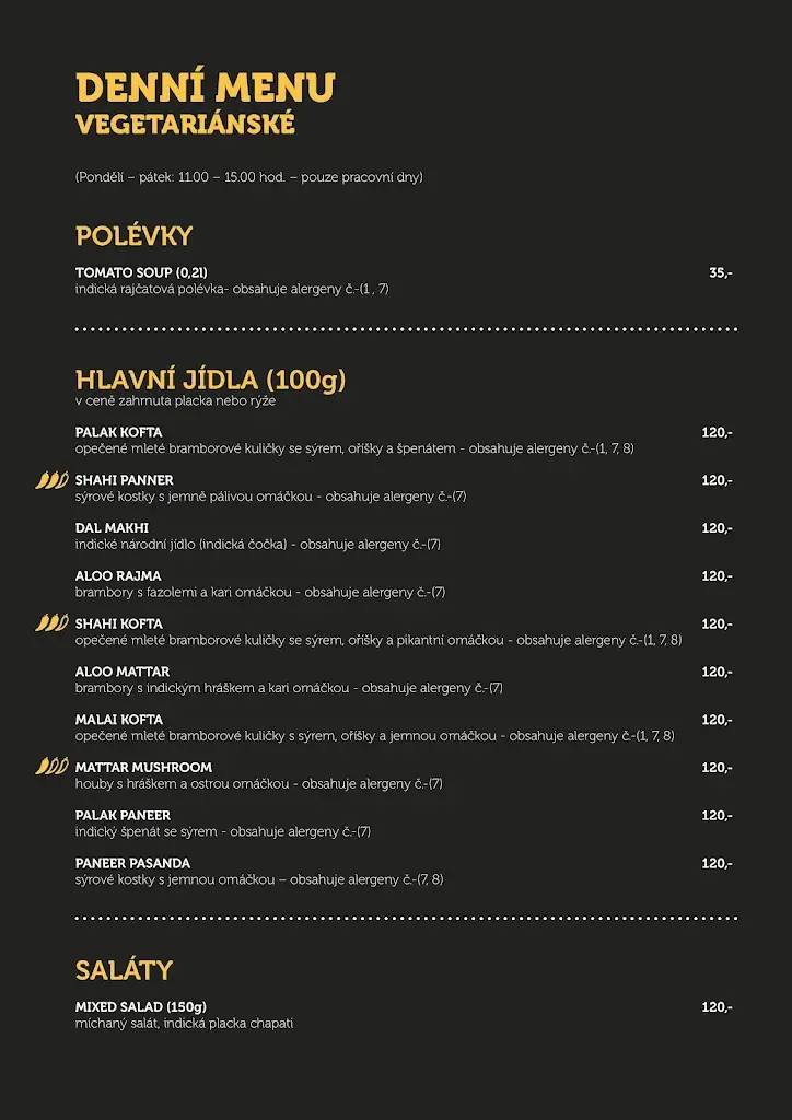 Menu_Indická restaurace Taj Mahal Ústí nad Labem - centrum_Okres Ústí nad Labem_image_3