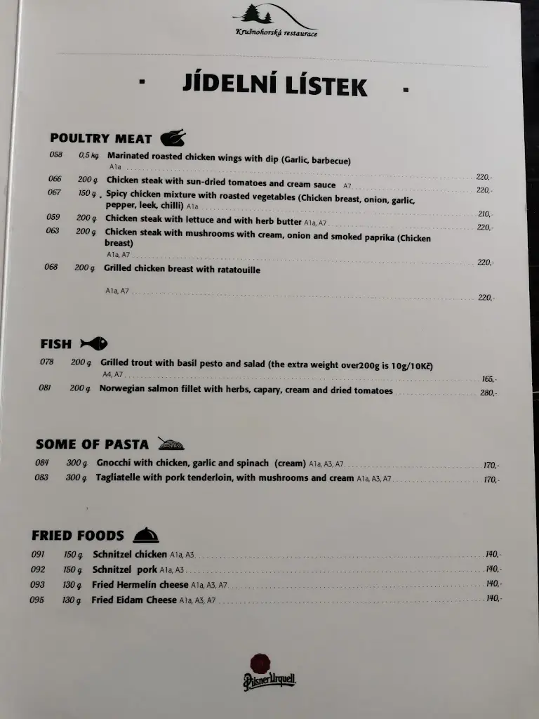 Menu_Krušnohorská restaurace_Okres Ústí nad Labem_image_1