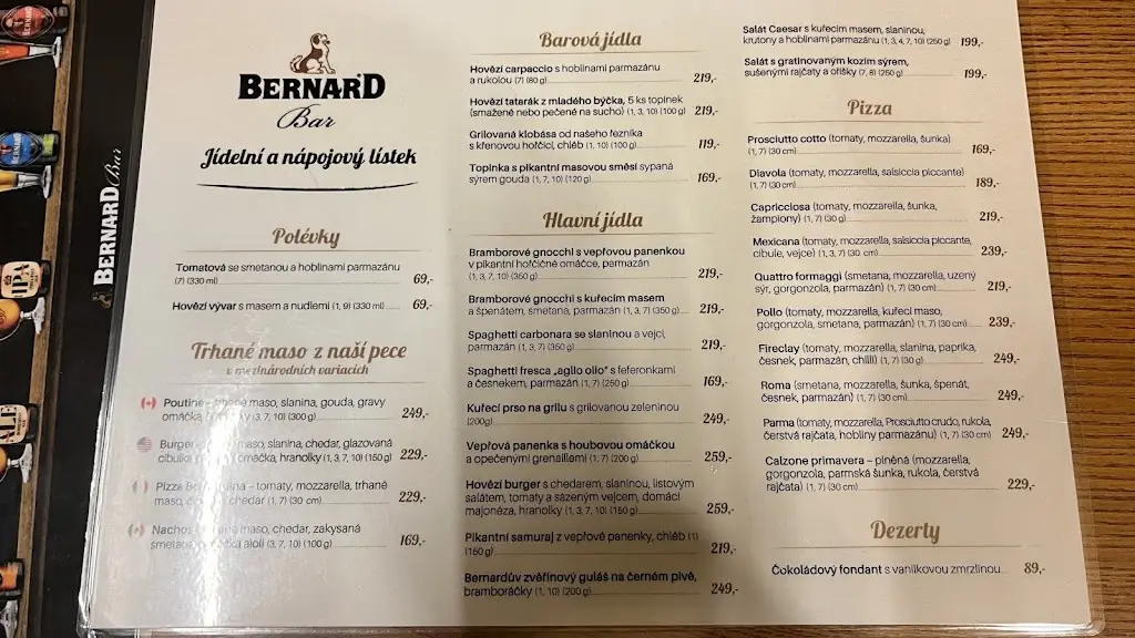 Menu_Bernard Bar Litvínov_Litvínov_immagine_1